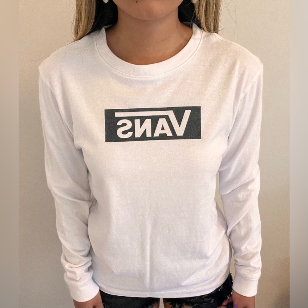 Long sleeve white Vans shirt. Never worn. Super cute and flowy.